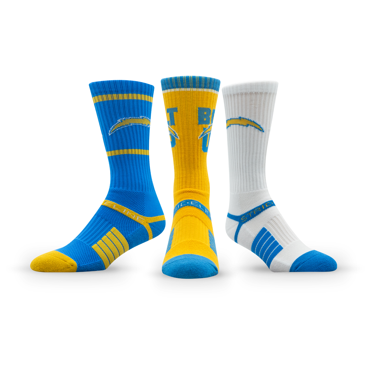 Los Angeles Chargers: crew sock from the NFL Box Premium Crew Knit Socks 3-Pack