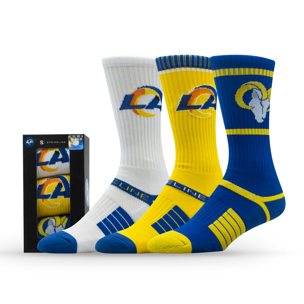 Los Angeles Rams NFL Box Premium Crew Knit Socks 3-Pack