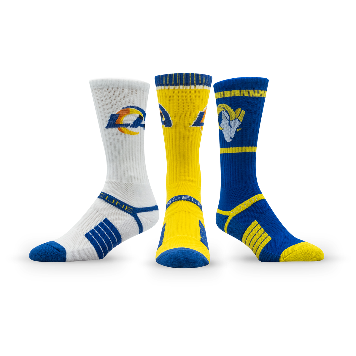 Los Angeles Rams: crew sock from the NFL Box Premium Crew Knit Socks 3-Pack