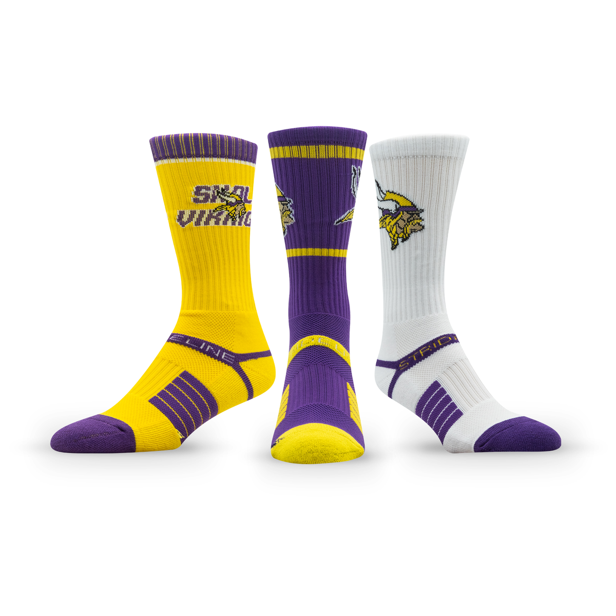 Minnesota Vikings: crew sock from the NFL Box Premium Crew Knit Socks 3-Pack