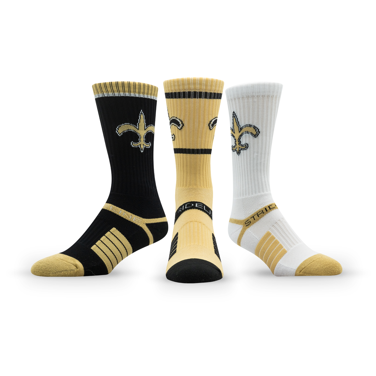 New Orleans Saints: crew sock from the NFL Box Premium Crew Knit Socks 3-Pack