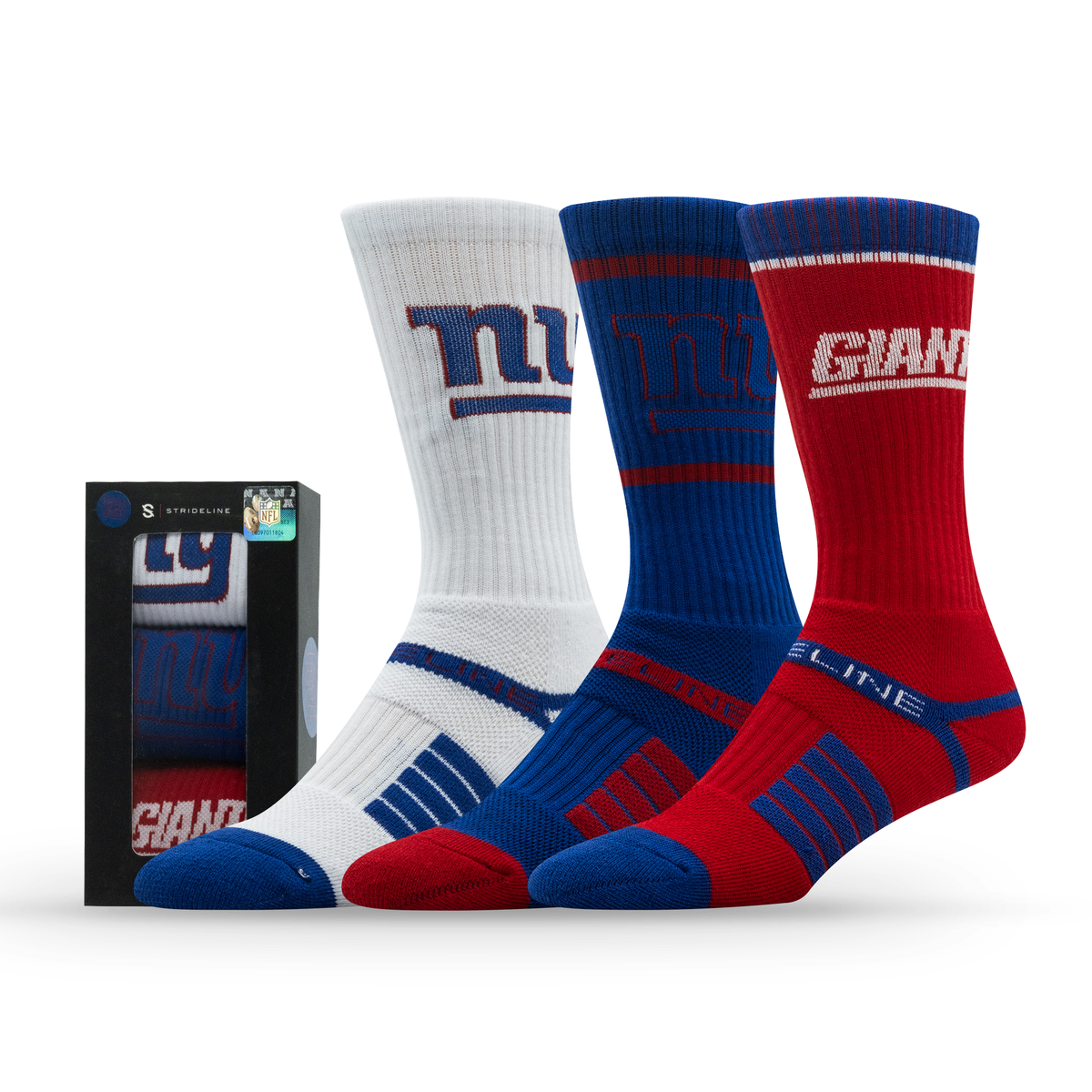 New York Giants NFL Box Premium Crew Knit Socks 3-Pack