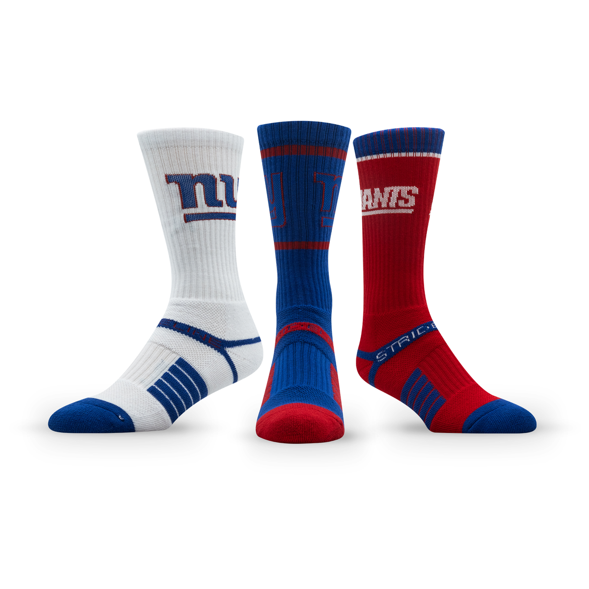 New York Giants: crew sock from the NFL Box Premium Crew Knit Socks 3-Pack
