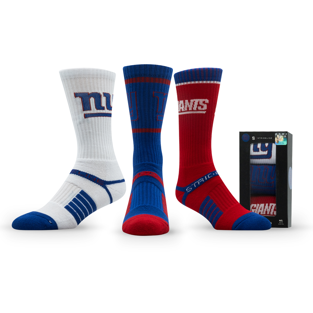 New York Giants: alternate view of a crew sock from the NFL Box Premium Crew Knit Socks 3-Pack