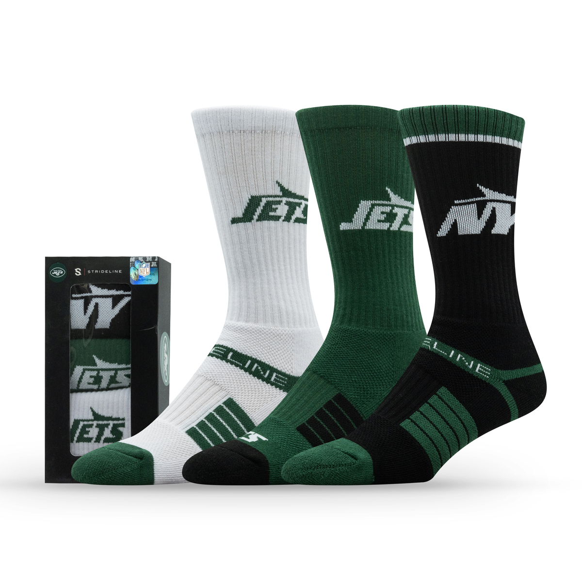 New York Jets NFL Box Premium Crew Knit Socks 3-Pack