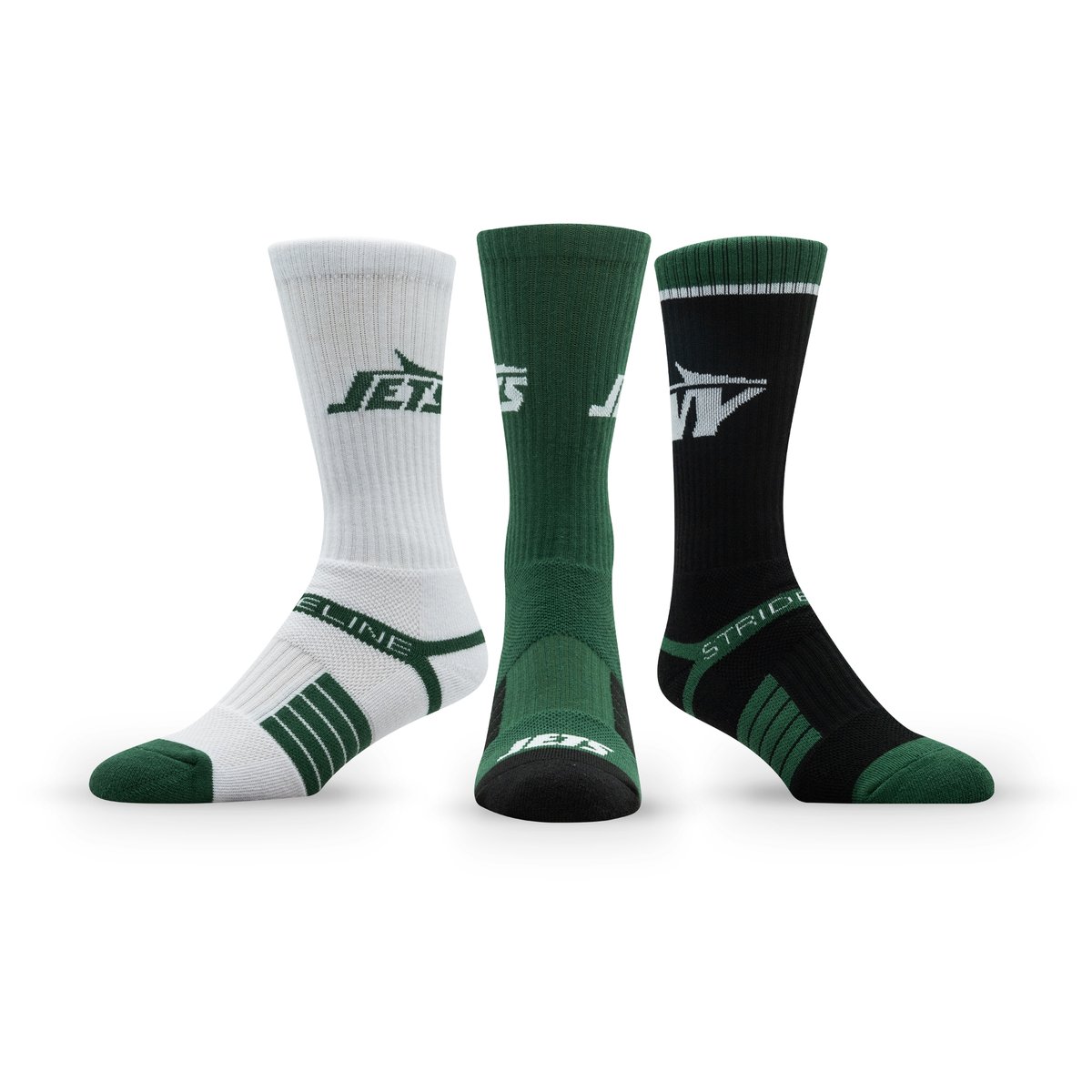 New York Jets: crew sock from the NFL Box Premium Crew Knit Socks 3-Pack