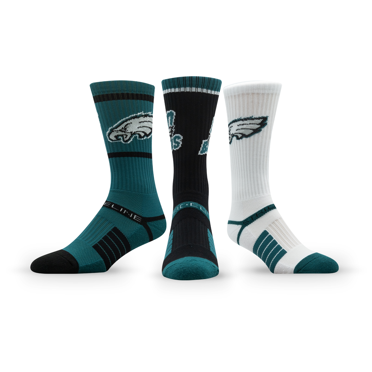 Philadelphia Eagles: crew sock from the NFL Box Premium Crew Knit Socks 3-Pack