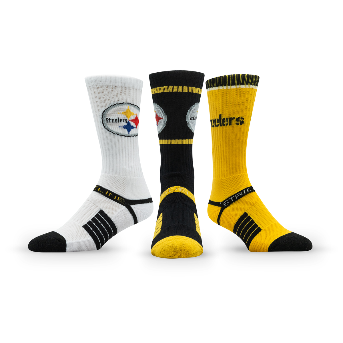 Pittsburgh Steelers: crew sock from the NFL Box Premium Crew Knit Socks 3-Pack