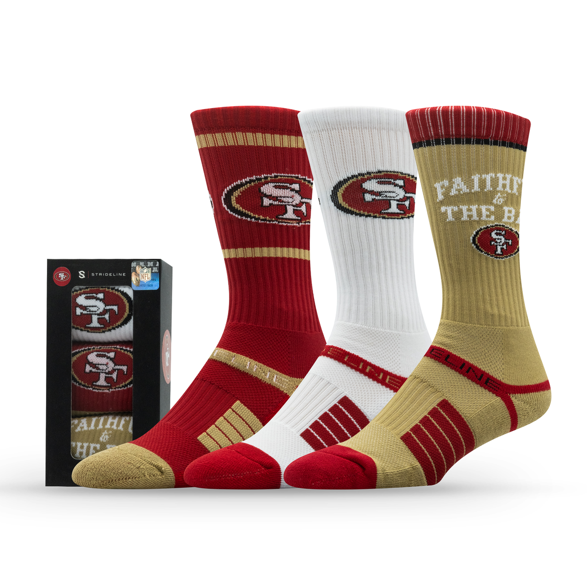 San Francisco 49ers NFL Box Premium Crew Knit Socks 3-Pack