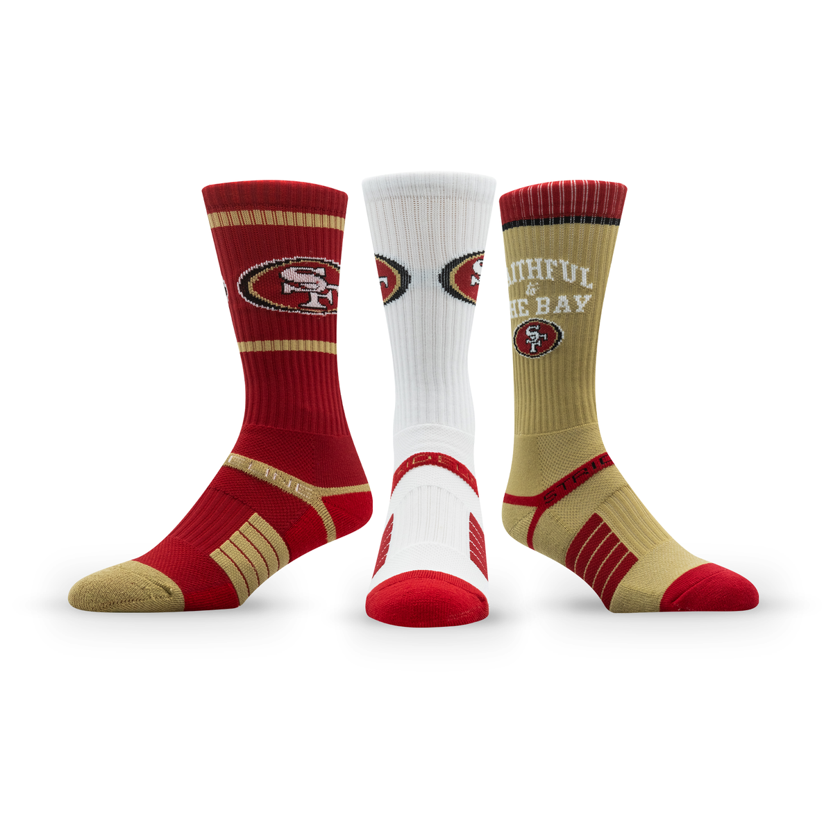 San Francisco 49ers: crew sock from the NFL Box Premium Crew Knit Socks 3-Pack