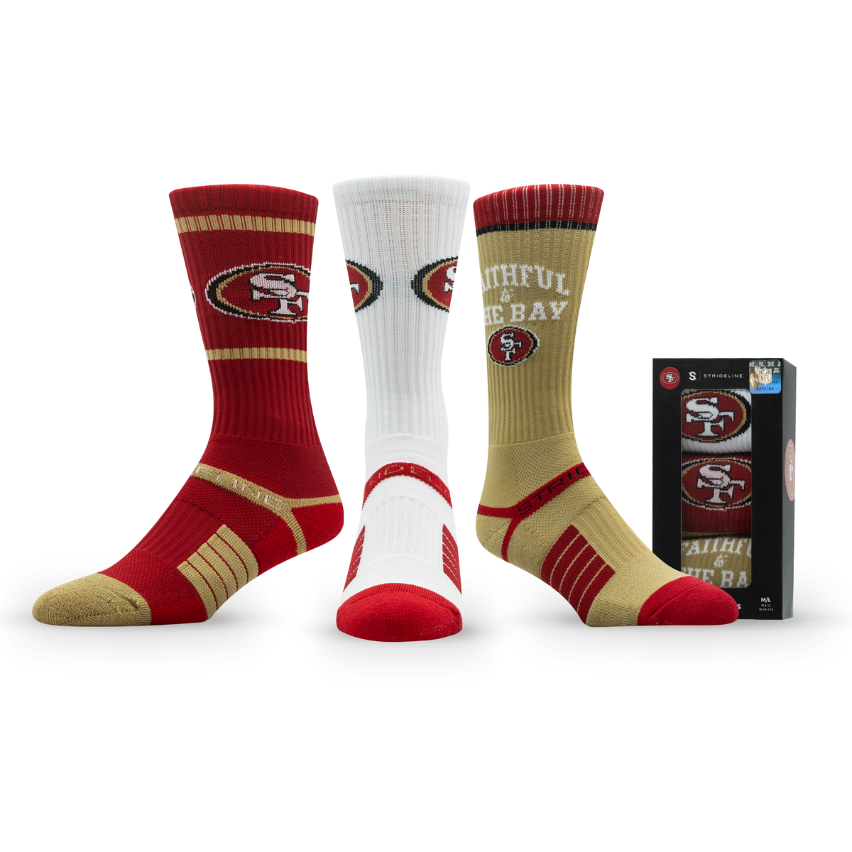 San Francisco 49ers: alternate view of a crew sock from the NFL Box Premium Crew Knit Socks 3-Pack