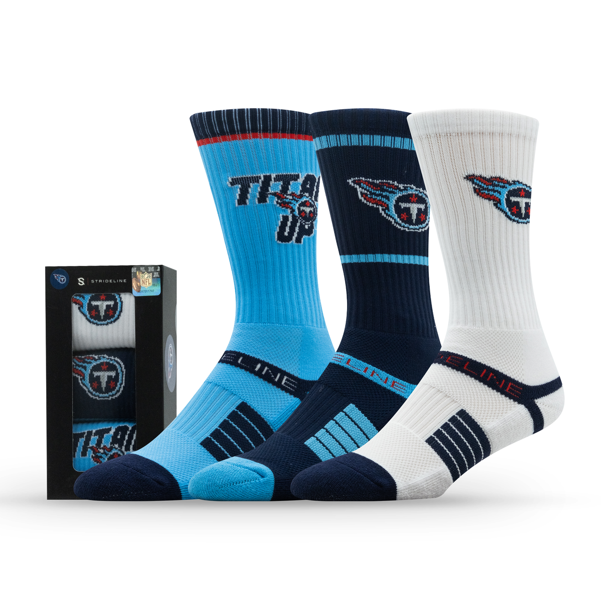 Tennessee Titans NFL Box Premium Crew Knit Socks 3-Pack