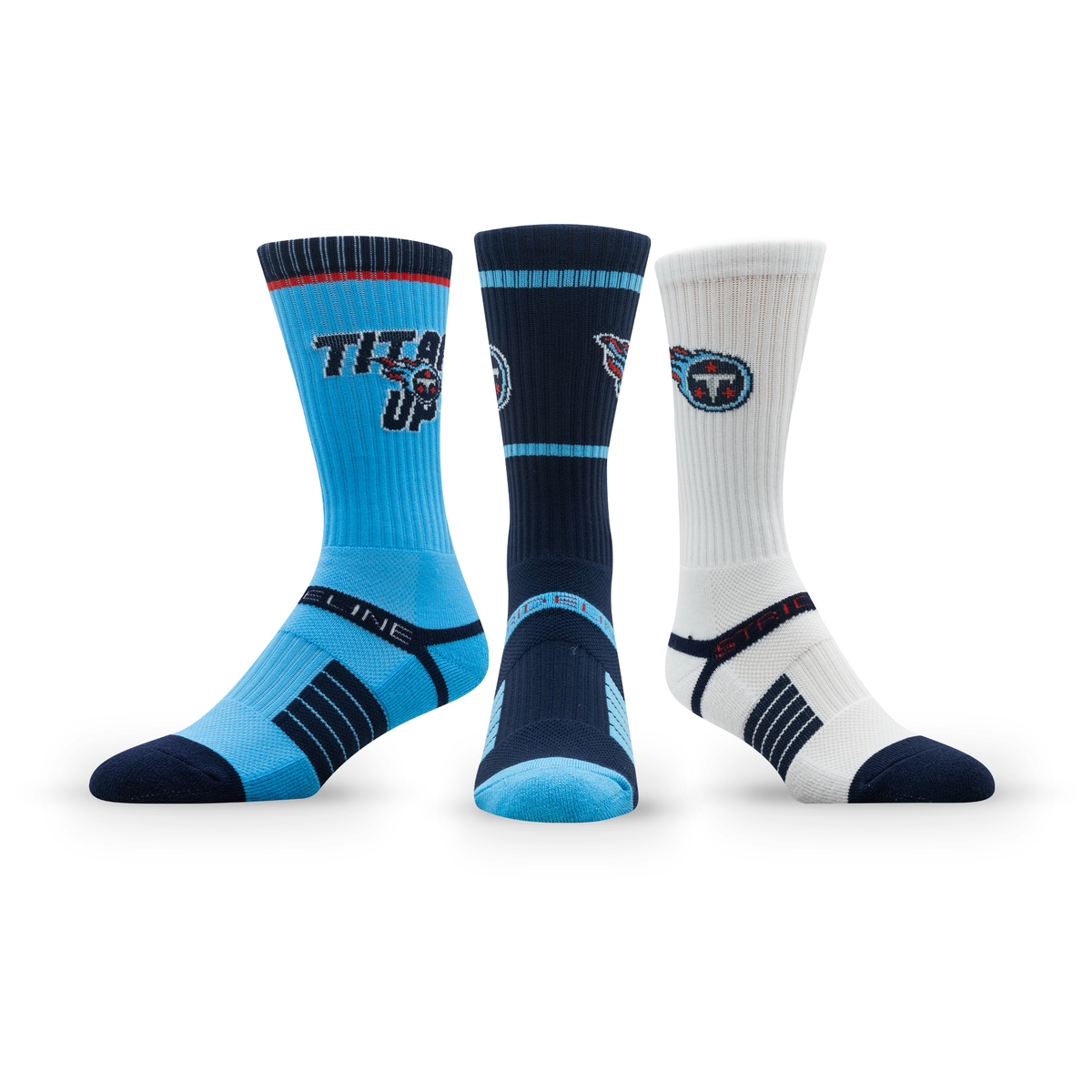 Tennessee Titans: crew sock from the NFL Box Premium Crew Knit Socks 3-Pack