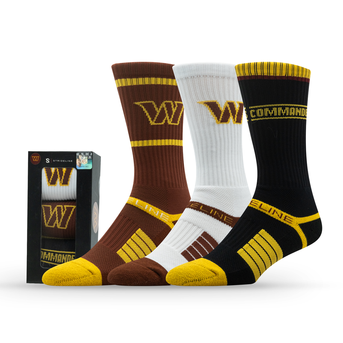 Washington Commanders NFL Box Premium Crew Knit Socks 3-Pack