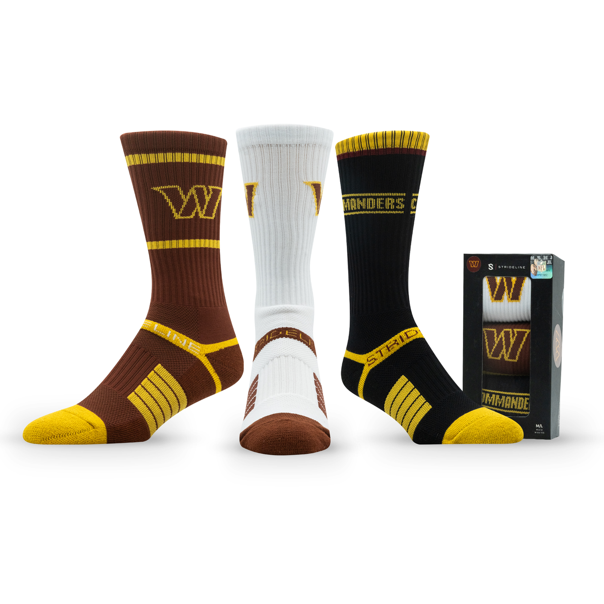 Washington Commanders: alternate view of a crew sock from the NFL Box Premium Crew Knit Socks 3-Pack