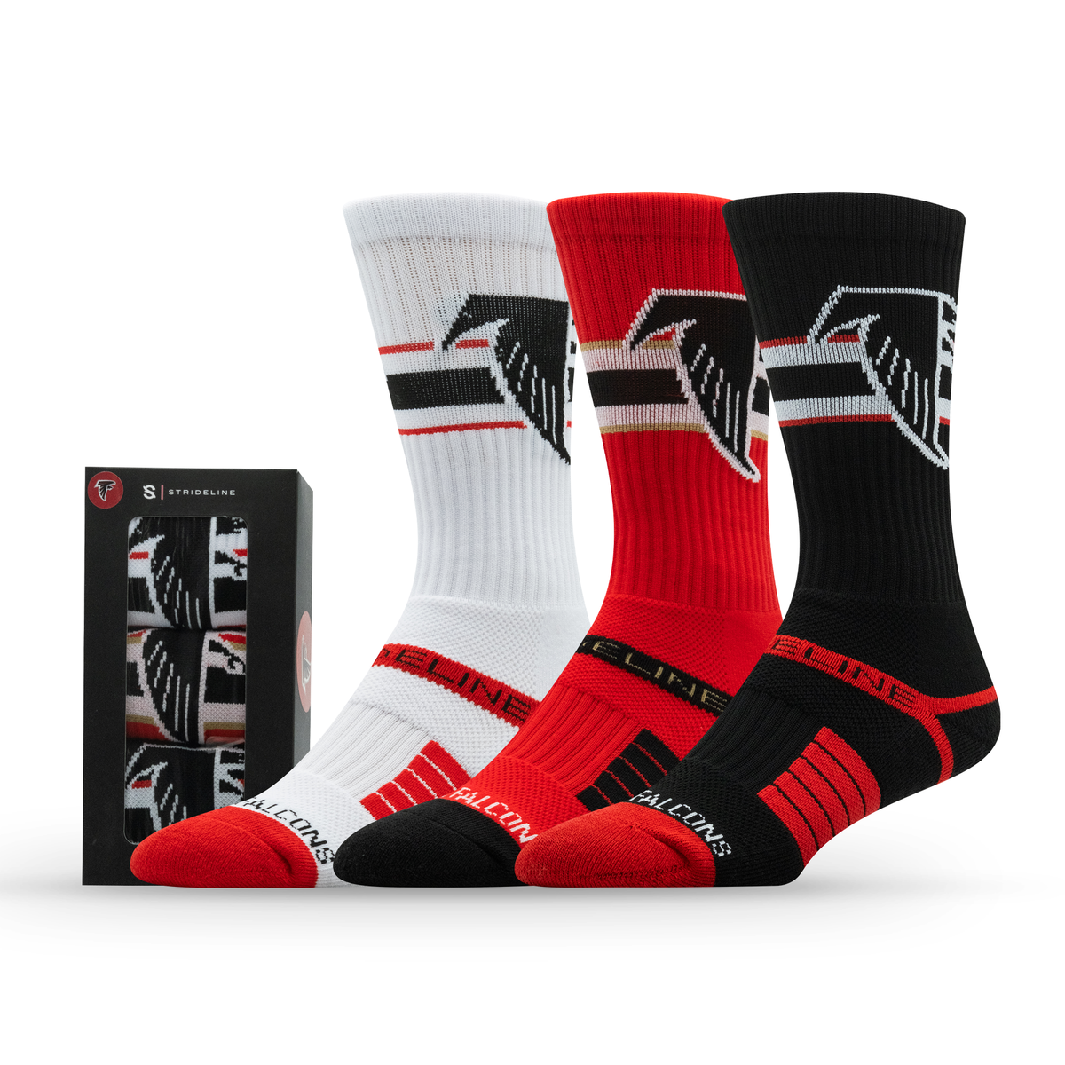 Atlanta Falcons NFL Retro Premium Crew Knit Socks 3-Pack