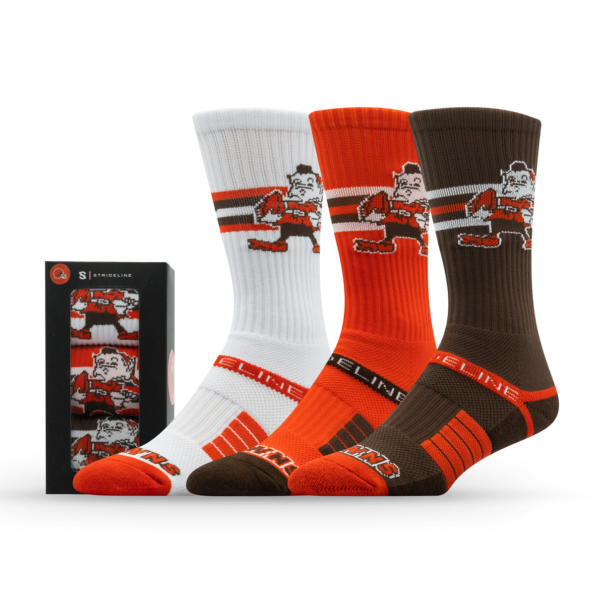 Cleveland Browns NFL Retro Premium Crew Knit Socks 3-Pack