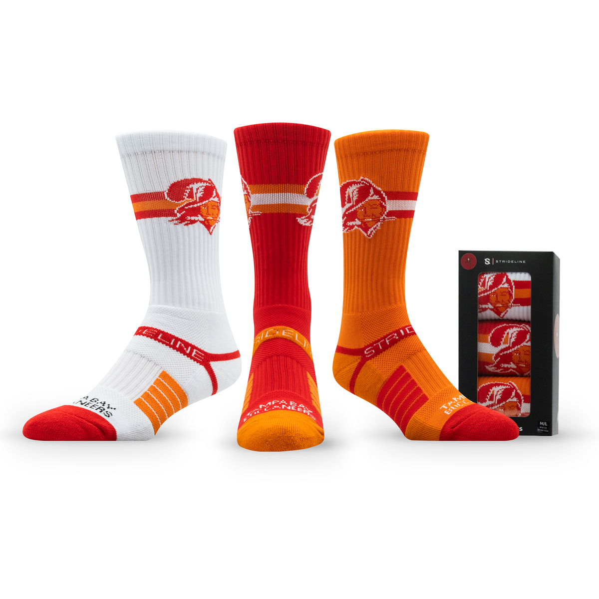 Tampa Bay Buccaneers: alternate view of a crew sock from the NFL Retro Premium Crew Knit Socks 3-Pack