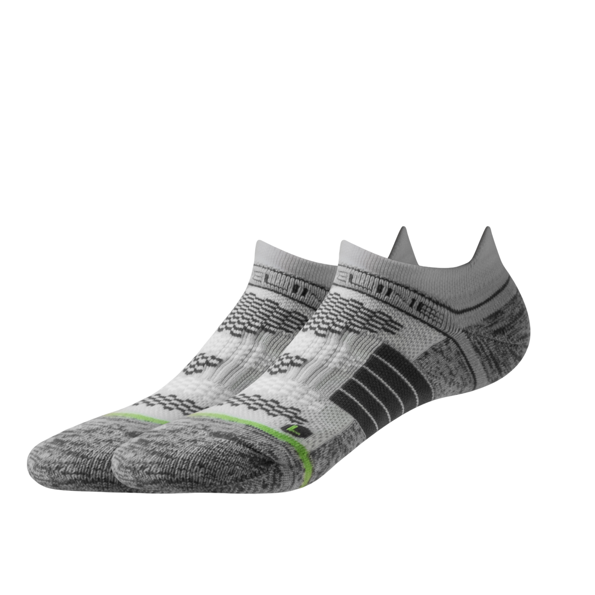 Eco Premium Ankle Socks in gray with a textured design and green accents.