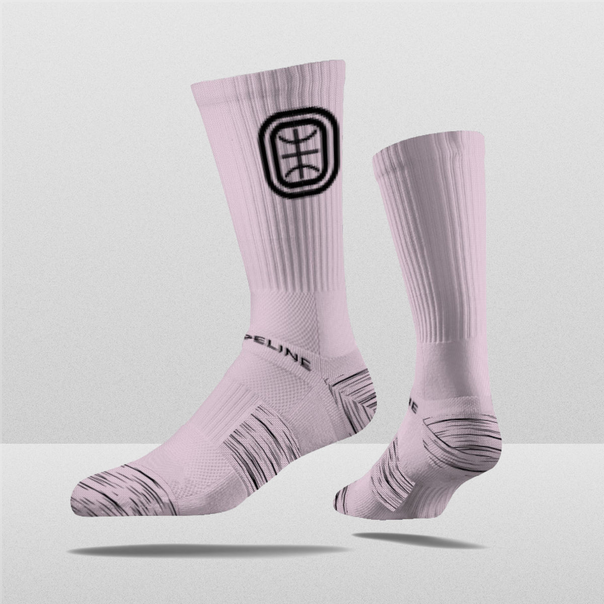 Overtime Elite Crew Socks in pink with a ribbed design and logo, perfect for fans and limited edition collectors.