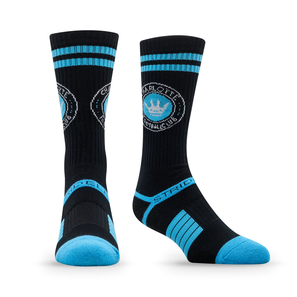 Charlotte FC: alternate view of the Primary Logo Team Color Premium Knit Crew Socks