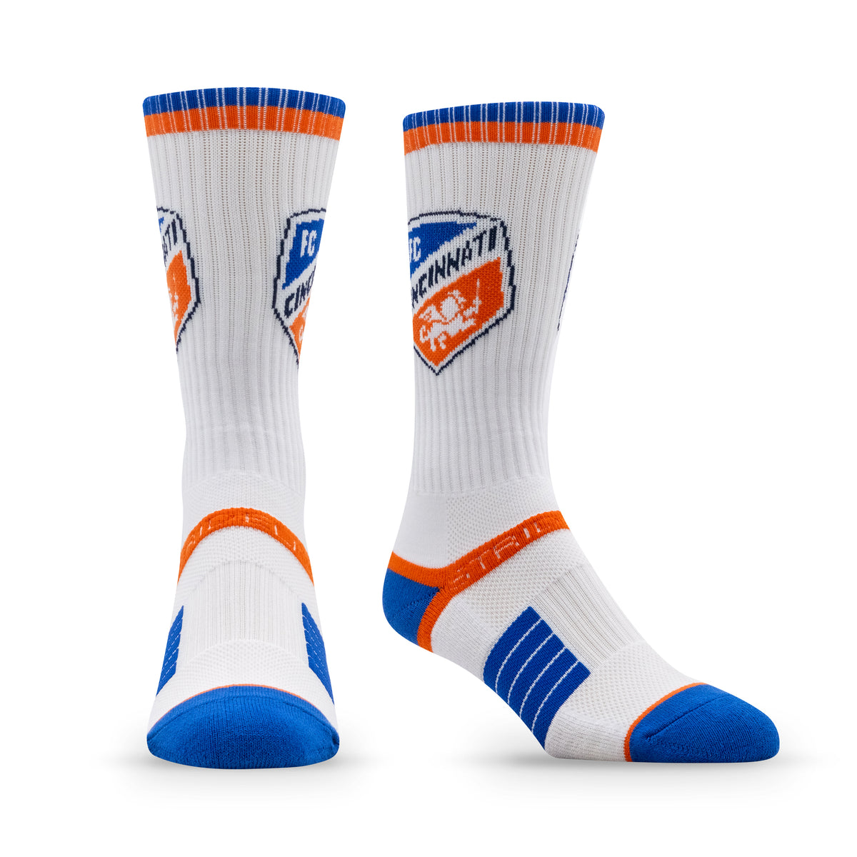 FC Cincinnati: alternate view of the Primary Logo White Premium Knit Crew Socks