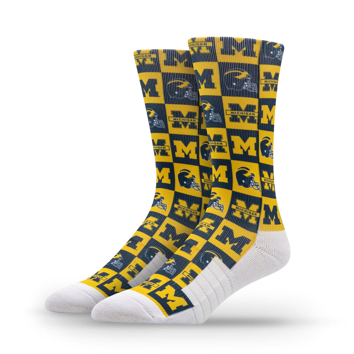 University of Michigan NCAA 70s Checkered Socks