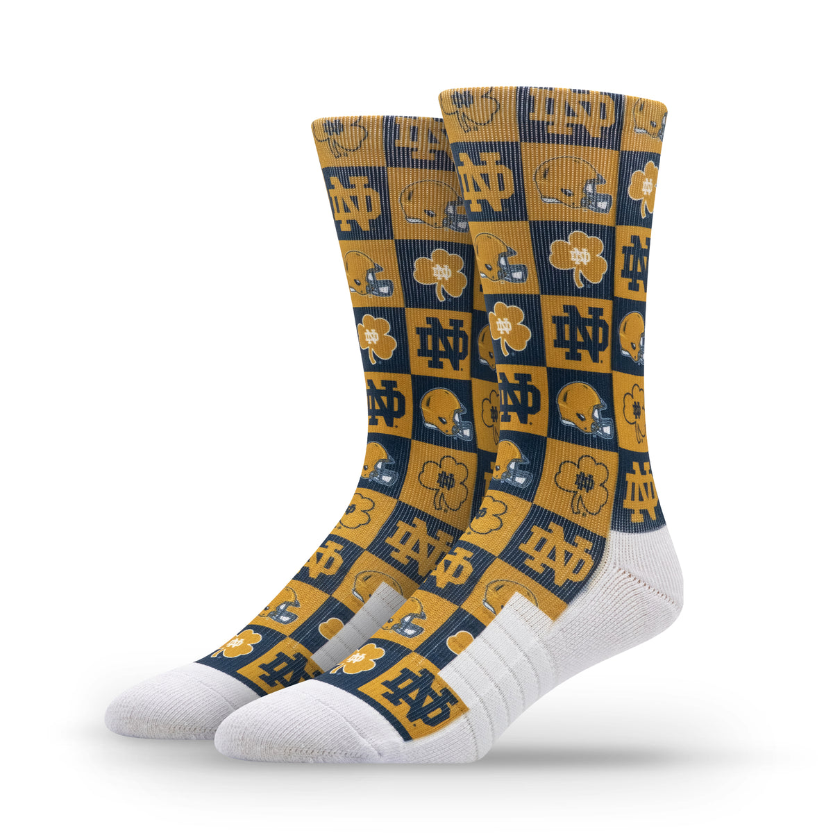 University of Notre Dame NCAA 70s Checkered Socks