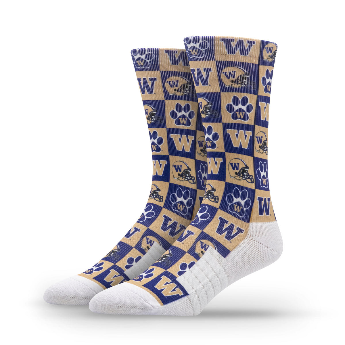 University of Washington NCAA 70s Checkered Socks