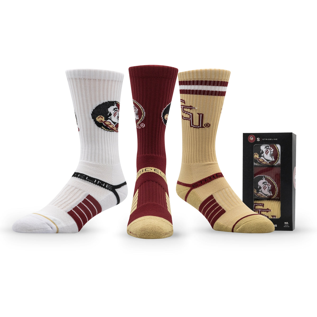 Florida State University NCAA Premium Crew Knit Socks 3-Pack