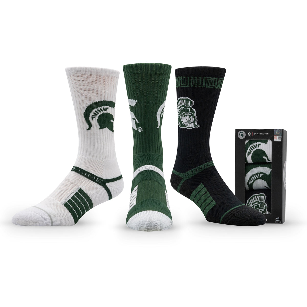 Michigan State University NCAA Premium Crew Knit Socks 3-Pack