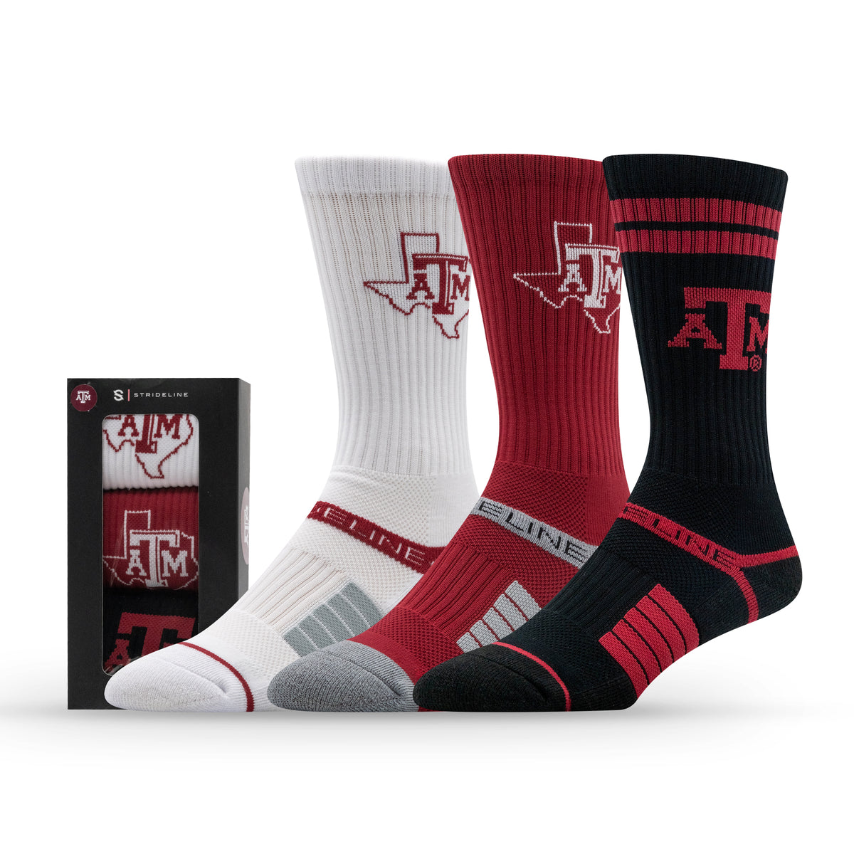 Texas A&M University: alternate view of the NCAA Premium Crew Knit Socks 3-Pack
