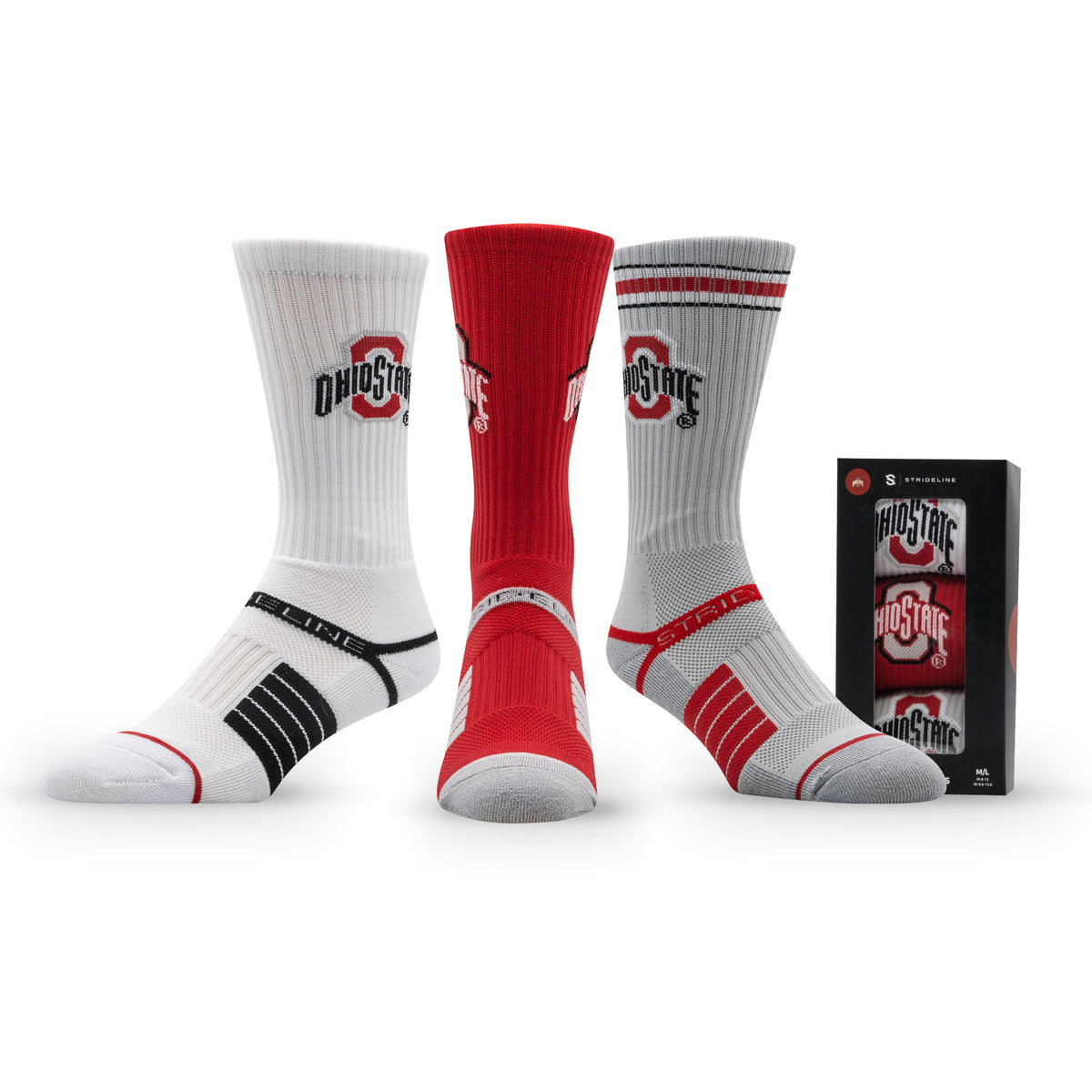The Ohio State University NCAA Premium Crew Knit Socks 3-Pack