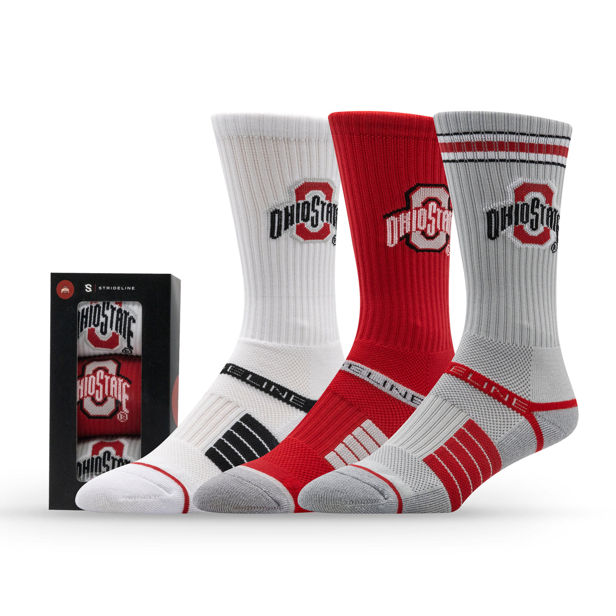 The Ohio State University: alternate view of the NCAA Premium Crew Knit Socks 3-Pack