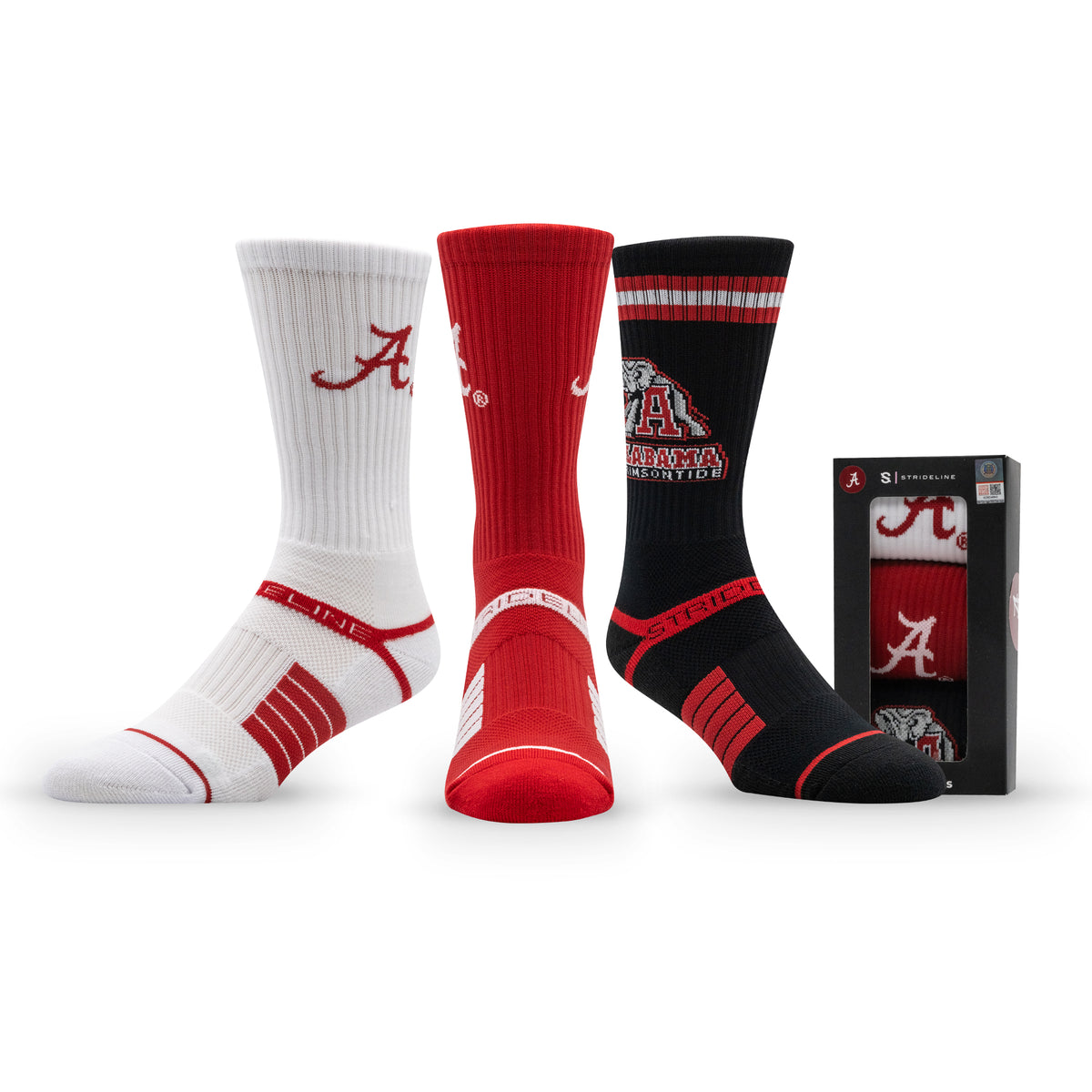 University of Alabama NCAA Premium Crew Knit Socks 3-Pack