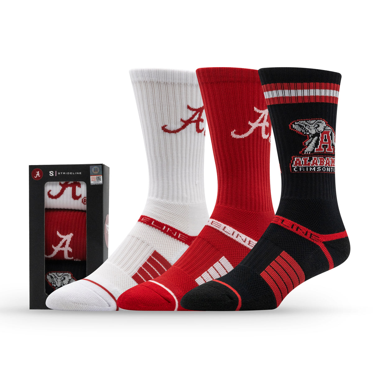 University of Alabama: alternate view of the NCAA Premium Crew Knit Socks 3-Pack