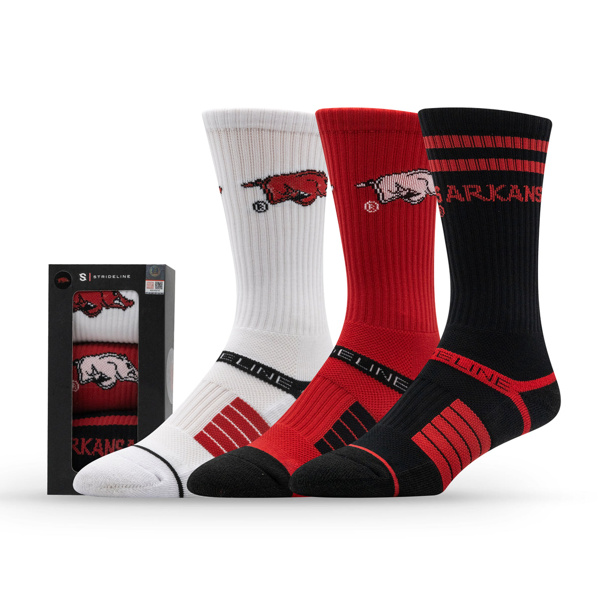 University of Arkansas Fayetteville: alternate view of the NCAA Premium Crew Knit Socks 3-Pack