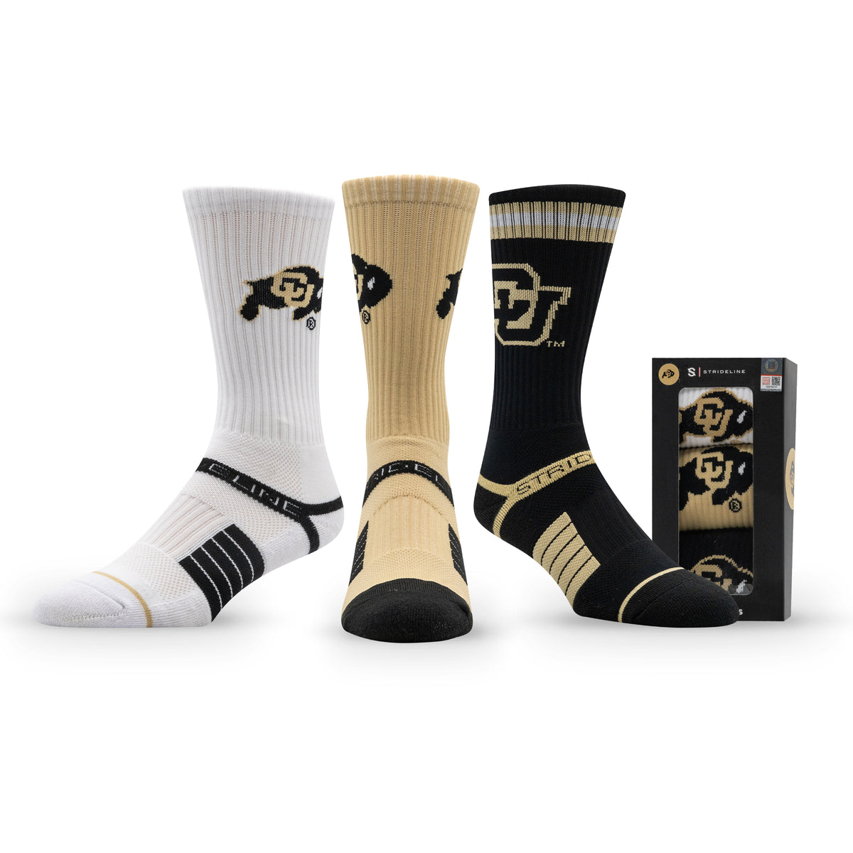 University of Colorado NCAA Premium Crew Knit Socks 3-Pack
