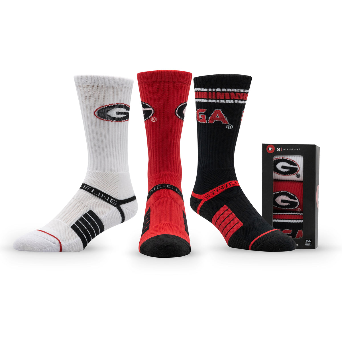 University of Georgia NCAA Premium Crew Knit Socks 3-Pack