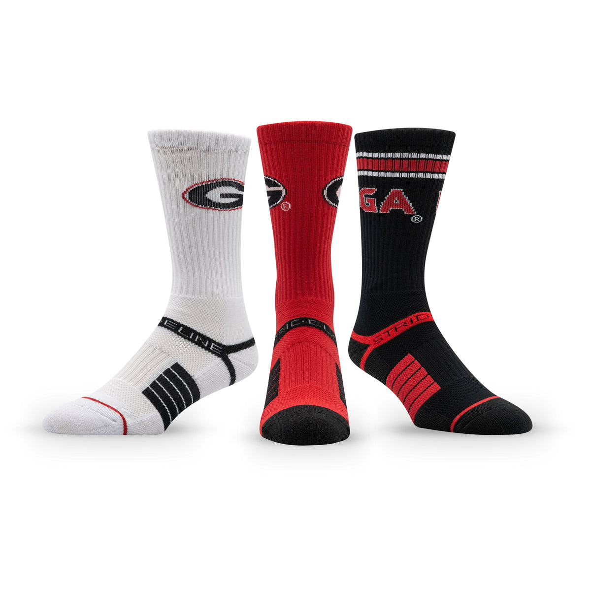 University of Georgia: alternate view of the NCAA Premium Crew Knit Socks 3-Pack
