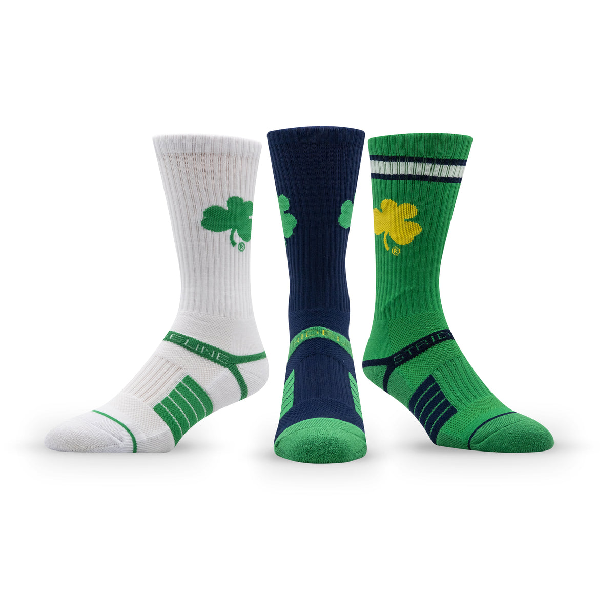 University of Notre Dame: alternate view of the NCAA Premium Crew Knit Socks 3-Pack