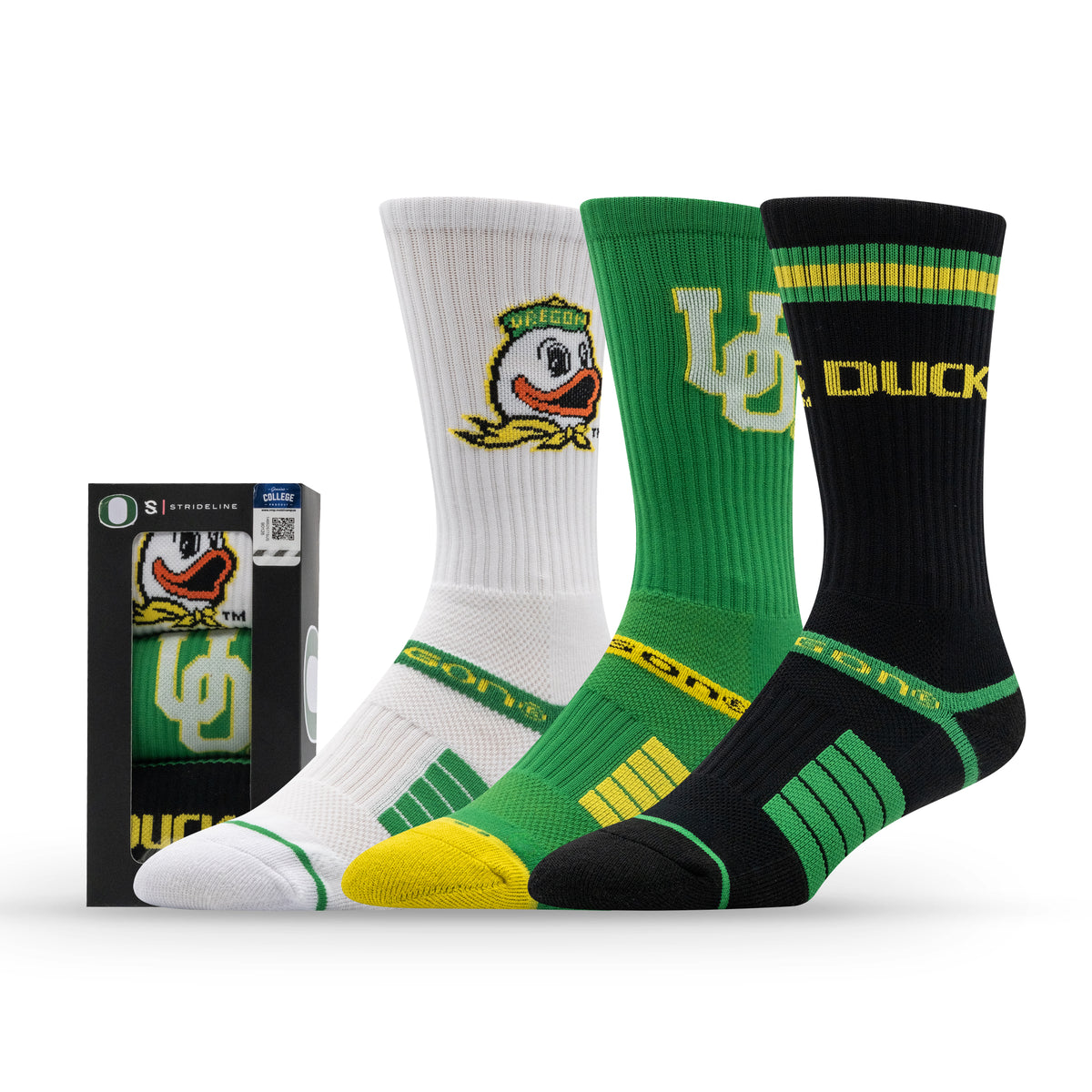 University of Oregon: alternate view of the NCAA Premium Crew Knit Socks 3-Pack
