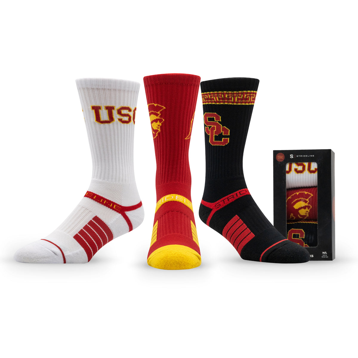 University of Southern California NCAA Premium Crew Knit Socks 3-Pack