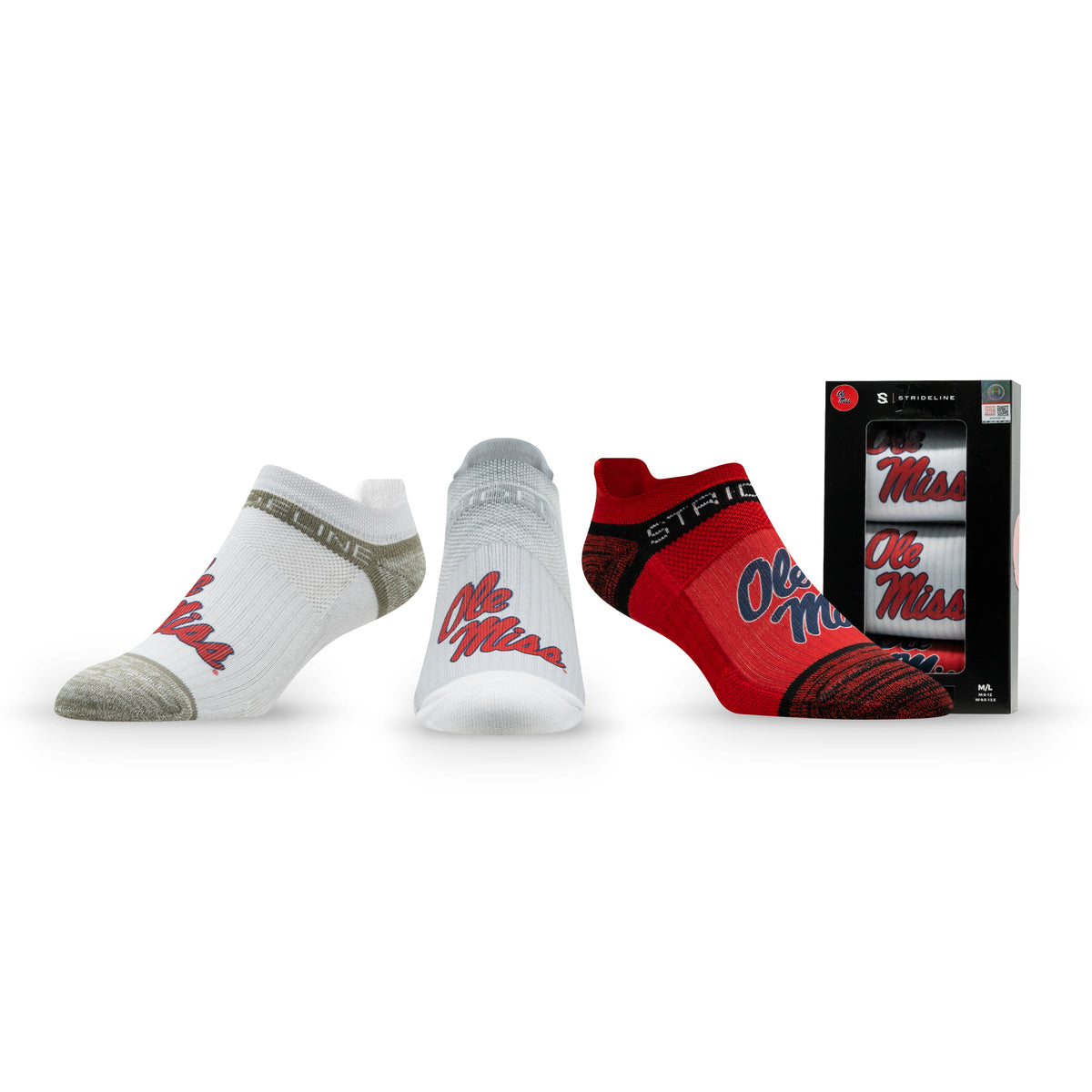 Ole Miss: alternate view of the NCAA Premium Low Socks 3-Pack