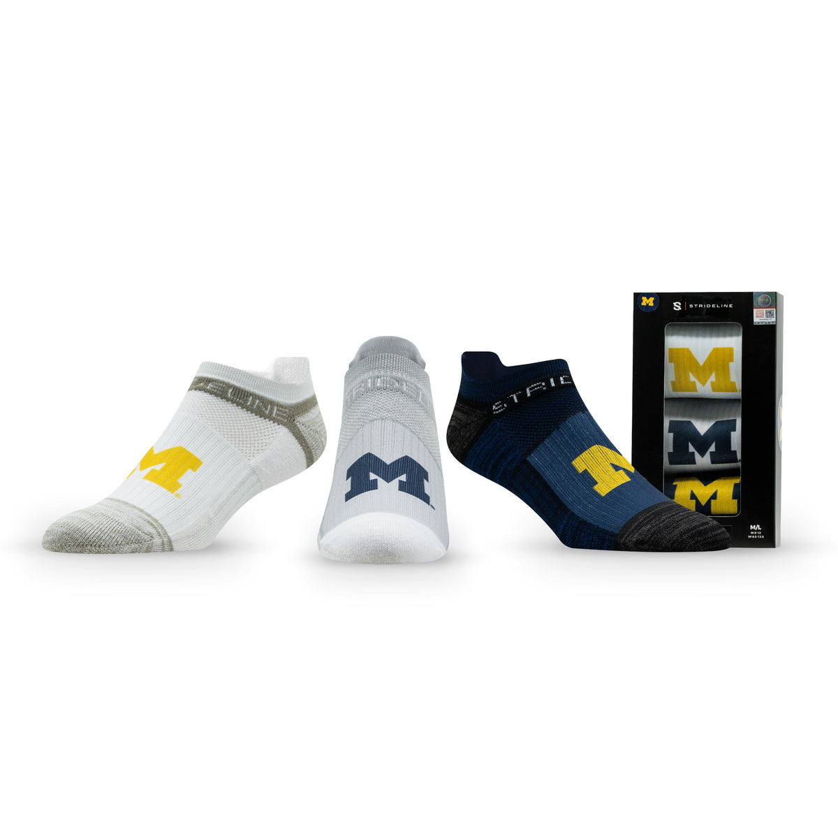 University of Michigan: alternate view of the NCAA Premium Low Socks 3-Pack
