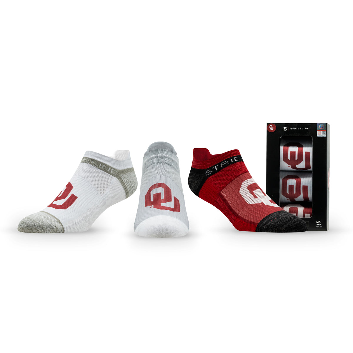University of Oklahoma: alternate view of the NCAA Premium Low Socks 3-Pack