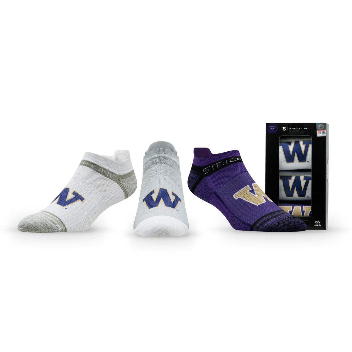 University of Washington: alternate view of the NCAA Premium Low Socks 3-Pack