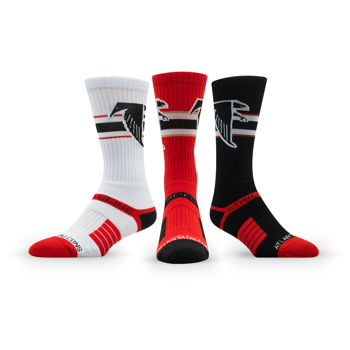 Atlanta Falcons: crew sock from the NFL Retro Premium Crew Knit Socks 3-Pack