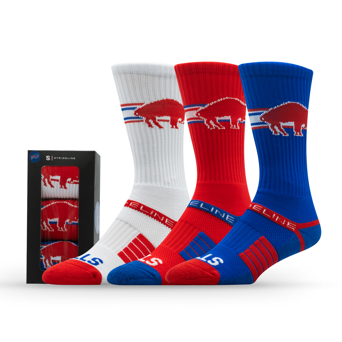 Buffalo Bills NFL Retro Premium Crew Knit Socks 3-Pack
