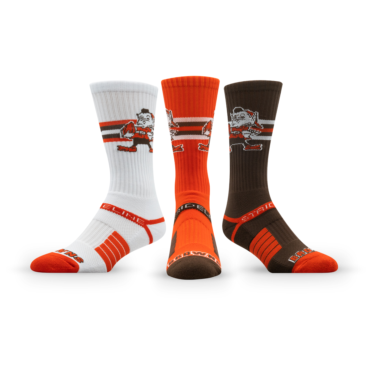 Cleveland Browns: crew sock from the NFL Retro Premium Crew Knit Socks 3-Pack